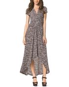 Michael Kors Printed Maxi Wrap Dress - Lyst