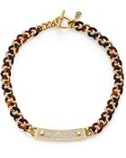 Michael Kors Plaque Tortoise-Print Curb Chain Necklace - Lyst