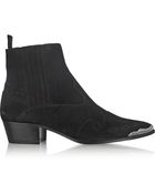 Saint Laurent Duckies Suede Ankle Boots - Lyst