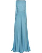 Elie Saab Blue Double Silk Georgette and Lace Gown - Lyst