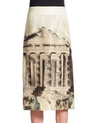 Dolce & Gabbana Silk Parthenon-Print Pencil Skirt - Lyst