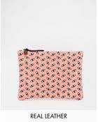 Falconwright Leather Clutch in Pink Eye Print - Lyst