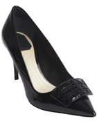 Dior Black Leather Cannge Detail Pointed Toe Pumps - Lyst