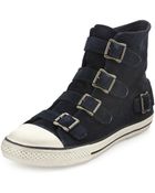 Ash Vincent Buckled Suede Hightop Sneaker - Lyst
