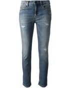 Victoria Beckham Denim Ripped Slim Fit Jeans - Lyst