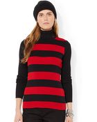 Lauren by Ralph Lauren Striped Turtleneck Sweater - Lyst