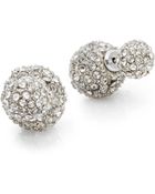 Cara Double Pavã© Stud Earrings/Rhodium - Lyst