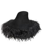 Lanvin Lapin Fur Felt Wide Brim Hat W/ Feathers - Lyst