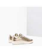 Zara Metallic Sneakers - Lyst