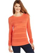 Calvin Klein Jeans Long-Sleeve Open-Stitch Textured Sweater - Lyst