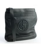 Giorgio Armani Bottle Green Leather Medium Messenger Bag - Lyst