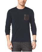 Michael Kors Leather-Pocket Crewneck Sweater - Lyst
