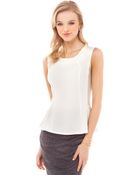 Akira Textured Top With Sheer Insert In White - Lyst