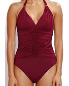 La Blanca Solid Goddess Halter Mio - Lyst