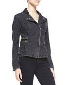 Free People Denim Buckle-Detailed Zip Jacket - Lyst