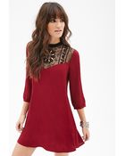 Forever 21 Crochet Panel Shift Dress - Lyst