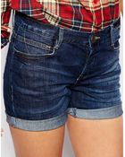 Asos Low Rise Boyfriend Shorts In Dark Washed Indigo - Lyst