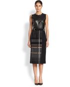 Boss by Hugo Boss Leather & Twill Check Dress - Lyst