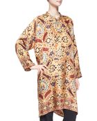 Eskandar Collarless Printed Silk Tunic - Lyst