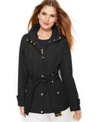 Michael Kors Michael Petite Hooded Belted Jacket - Lyst
