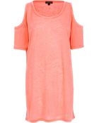 River Island Bright Pink Burnout Cold Shoulder Tunic - Lyst