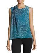 Halston Heritage Sleeveless Pleated Shoulder Blouse - Lyst