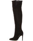Alexandre Birman Stretch Suede Crochet Overtheknee Boot - Lyst