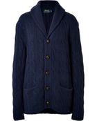 Polo Ralph Lauren Cable Knit Wool Cardigan - Lyst