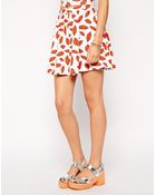 Asos Lips Print Skater Skirt - Lyst