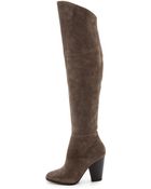 Steven By Steve Madden Sleek Suede Over The Knee Boots - Taupe - Lyst