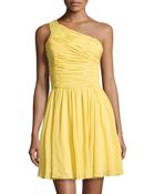 Halston Heritage One-Shoulder Ruched Dress - Lyst