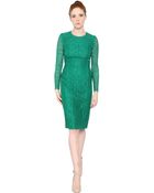 Nina Ricci Long Sleeve Lace Dress - Lyst