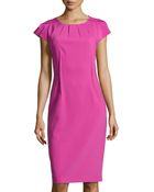 Michael Kors Crepe Pleated-Neck Sheath Dress - Lyst