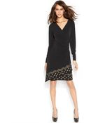 Michael Kors Michael Grommet-Trim Faux-Wrap Dress - Lyst