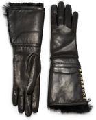 Valentino Rockstud Furlined Leather Gloves - Lyst