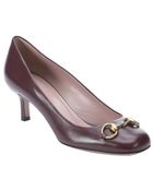 Gucci Wine Leather Horsebit Kitten Pumps - Lyst