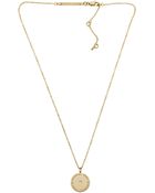 Michael Kors Logo Disc Necklace Golden - Lyst
