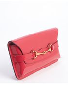 Gucci Pre-Owned: Hot Pink Patent Leather Horsebit Detail Clutch - Lyst