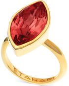 T Tahari Goldtone Crystal Navette Ring - Lyst