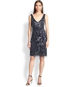 Theia Beaded Fringe Dress - Lyst