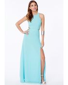 Missguided Anthea Cut Out Split Maxi Dress In Mint - Lyst