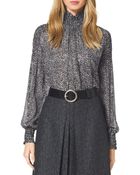 Michael Kors Tweed-Print Chiffon Blouse - Lyst