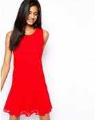 John Zack Lace Dress With Drop Hem - Lyst