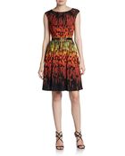 Ellen Tracy Vibrant-Print Belted Dress - Lyst
