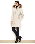 Calvin Klein Petite Faux-Fur-Trimmed Hooded Down Coat - Lyst