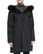 Sofia Cashmere Reversible Balmacaan W/ Fur-Trimmed Hood - Lyst