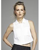 Theory Gema Button-Front Crop Top - Lyst