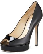 Jimmy Choo Crown Peeptoe Patent Platform Pump - Lyst