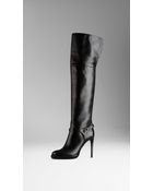 Burberry Buckle Detail Over-The-Knee Boots - Lyst