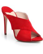 Miu Miu Crisscross Suede Sandals - Lyst